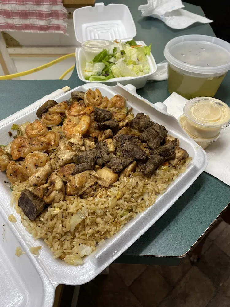 Hibachi Steak Chicken and Shrimp W